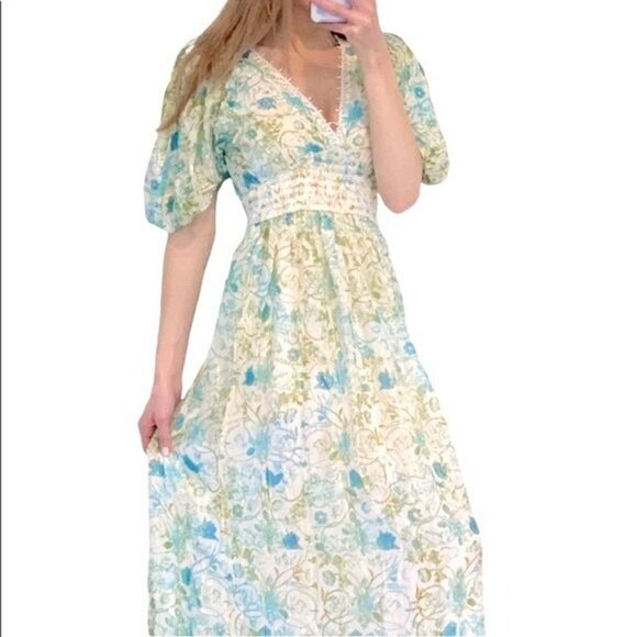 New Rococo Sand Elan midi Dress Teal size S - Picture 2 of 15